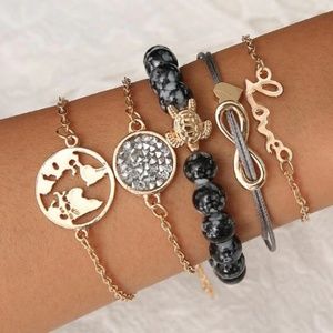 Boho Love Druzy Stone Bracelet Set of 5